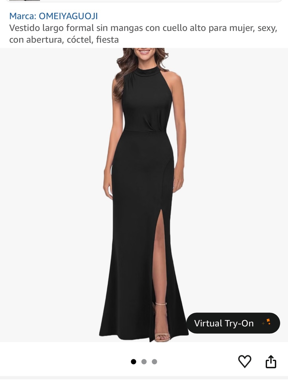 Amazon Black High-Neck Sleeveless Prom Gown with Side Slit
